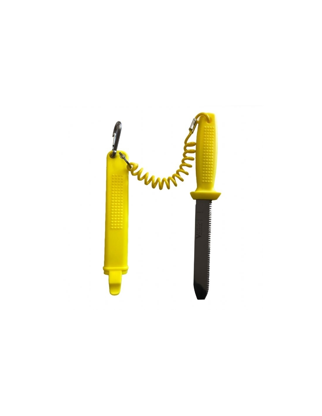 Victory 17cm Yellow Knife Set / Sheath / Carabiner & Lanyard